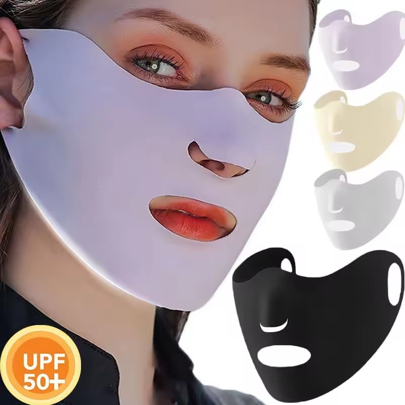 หน้ากากปั่นจักรยานกลางแจ้ง 1/2 ชิ้น UPF50+ | ผ้าคลุมหน้ากันแดดผ้าไหมน้ำแข็งกลับมาใช้ใหม่ได้ป้องกัน UV สำหรับผู้ชาย/ผู้หญิง - หน้ากากกีฬาตามหลักสรีรศาสตร์พร้อมระบบระบายอากาศ