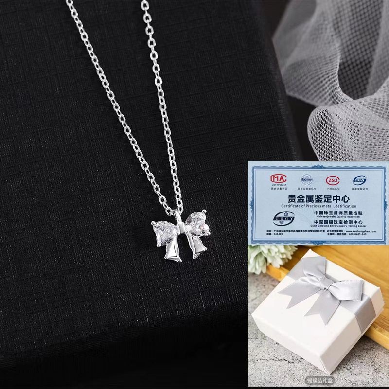 6.3999 เงินสเตอร์ลิง dreamy bow สร้อยคอ 2024 สไตล์บัลเล่ต์ ni999 clavicle เงิน Dream Dreamdie 链2024 