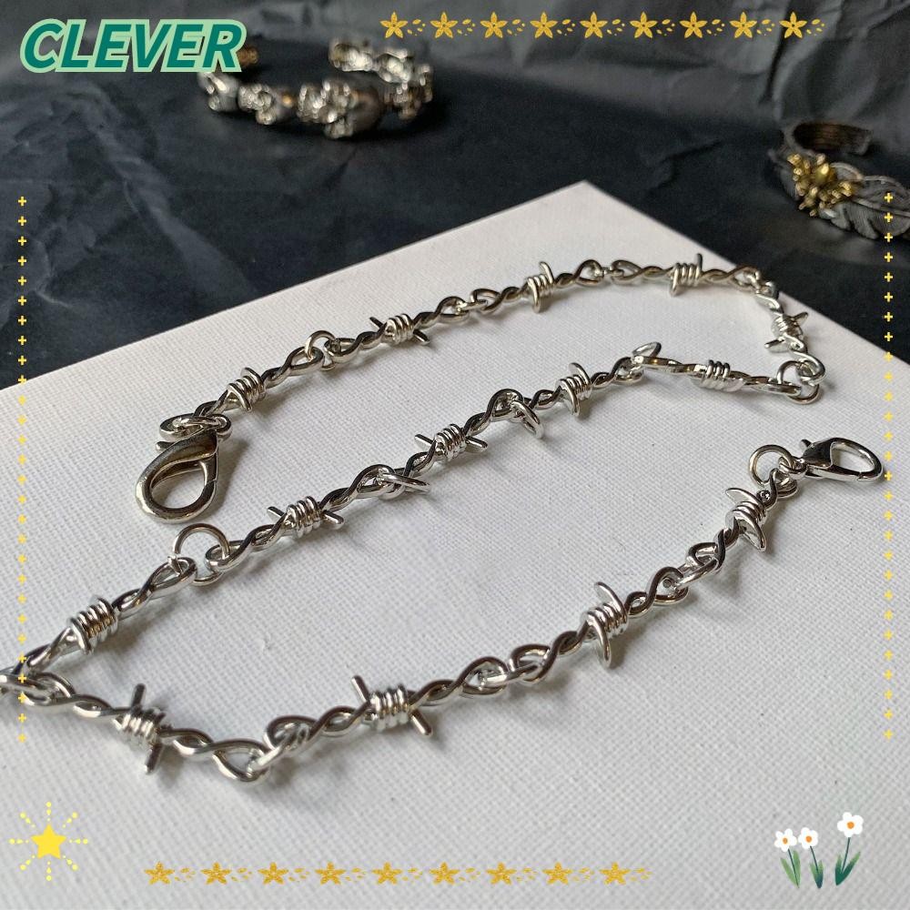 CLEVER กางเกงโซ่ โลหะ Hip Hop ยาวเอว อินเทรนด์ Grunge Goth Thorns ลวด Punk สร้อยคอสำหรับผู้หญิงและผู้ชายนอกจากนี้ยังเป็นอุปกรณ์เสริมยีนส์