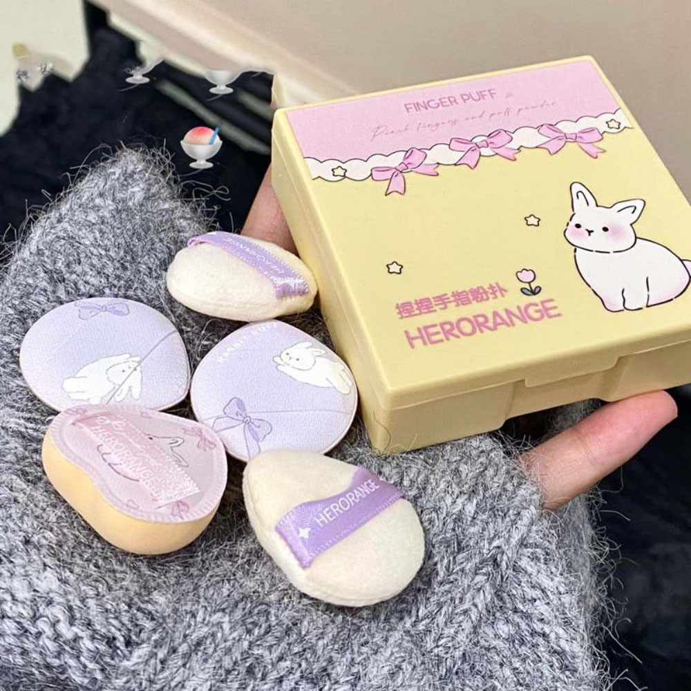 5PCs Boxed Finger Flocking Powder Puff คอนซีลเลอร์ Blush Air Cushion Wet-dry ใช้แต่งหน้าการตั้งค่าเค