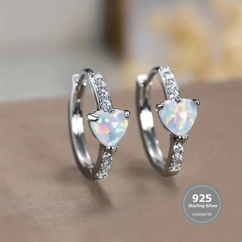 BiBi Jewelry S925 Silver Heart Sweet Delicate Elegant Micro Inlaid Jewelry