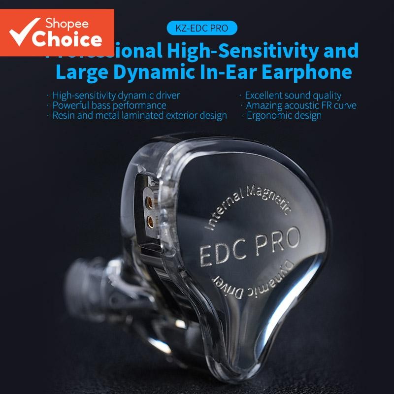 Kz EDC PRO หูฟังแบบมีสายอินเอียร์ไฮไฟแบบแอคชั่นเดียว เกมเพลงรายการระดับไข้คุณภาพสูง