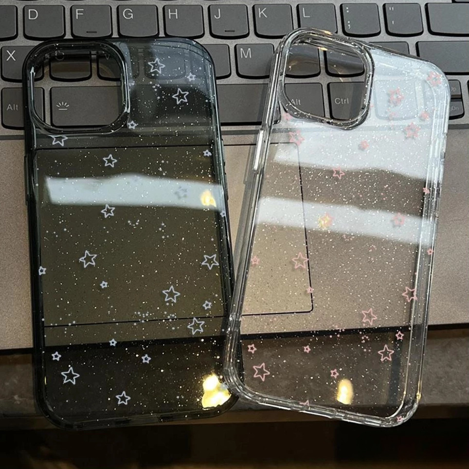💕SUN💕เคสใสแบบแวววาว TPU นุ่มสีสันสดใส ดาวห้าแฉกสีสันสดใส เคสไอโฟน iPhone14 7 8PLUS 16 15 14 13 12 11Promax X XR XSMax