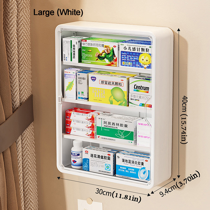 ตู้ยาแบบติดผนัง กล่องเก็บยา ABS คุณภาพดี ขนาด 30x30x8cm รูปที่ 4