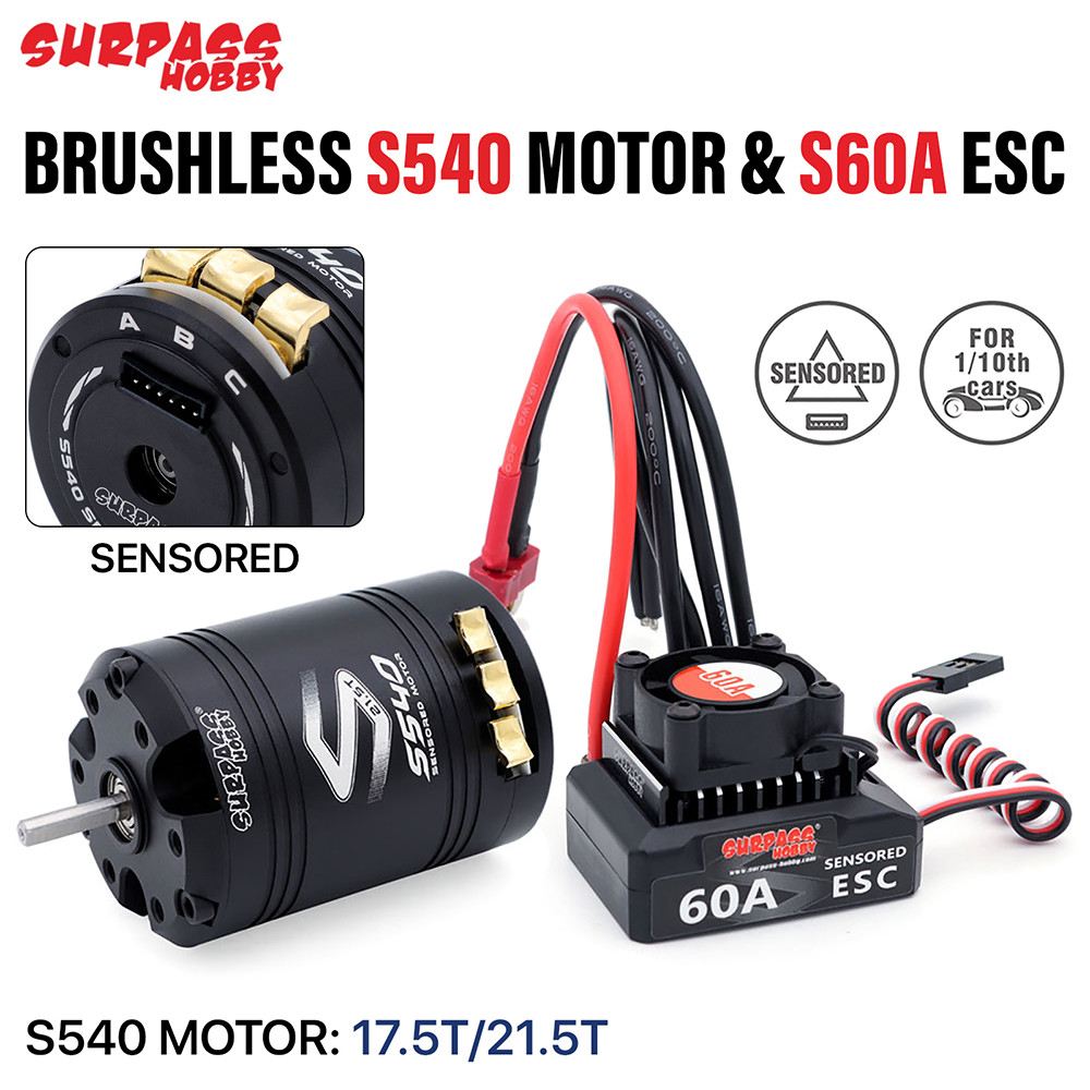 SURPASS HOBBY S540 Sensory Brushless Motor+60A Sensory Electric Adjustment - ชุดสีดํา
