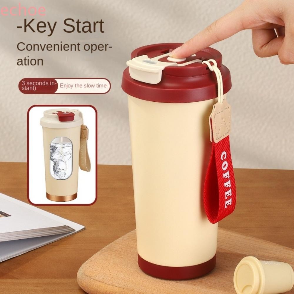ECHOEDGE แก้วกวนอัตโนมัติ, ป้องกันการรั่วซึม 500 มล. ถ้วยกาแฟผัด, สแตนเลสที่มีประสิทธิภาพทนความร้อน Type-C ชาร์จหมุนเครื่องปั่นถ้วยกลางแจ้ง