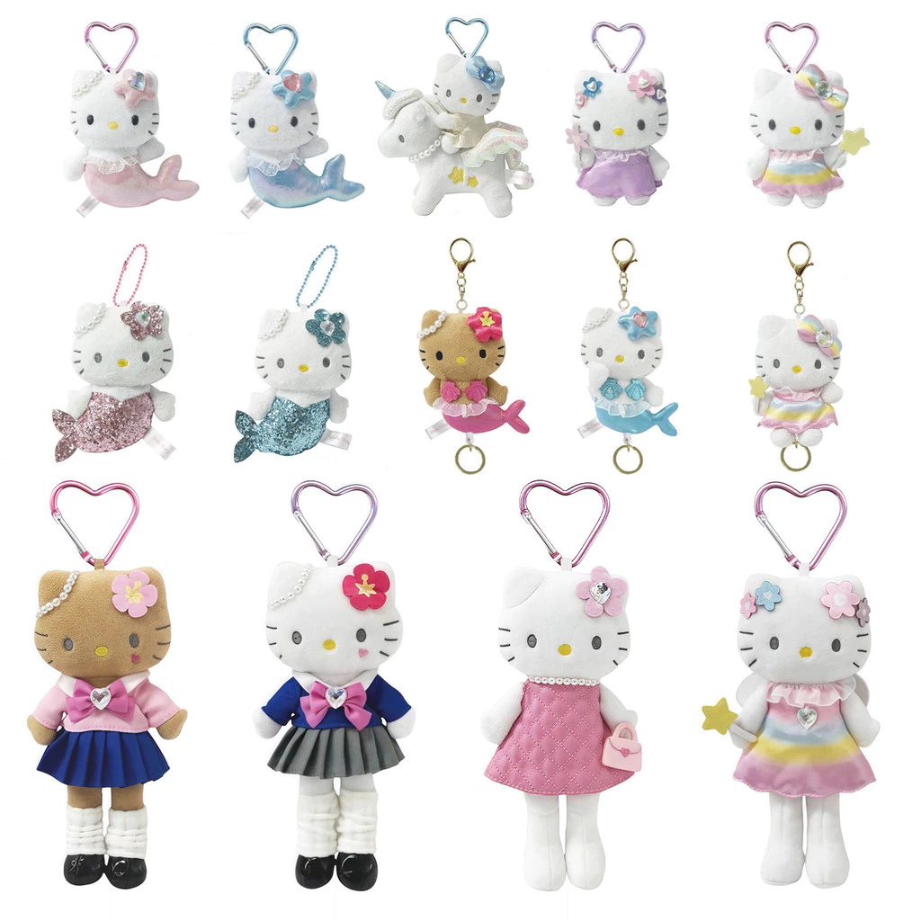 Sanrio Hello Kitty Mermaid Series Plushie ของเล่นน่ารัก KT พวงกุญแจตุ๊กตากระเป๋าจี้เด็กของขวัญ
