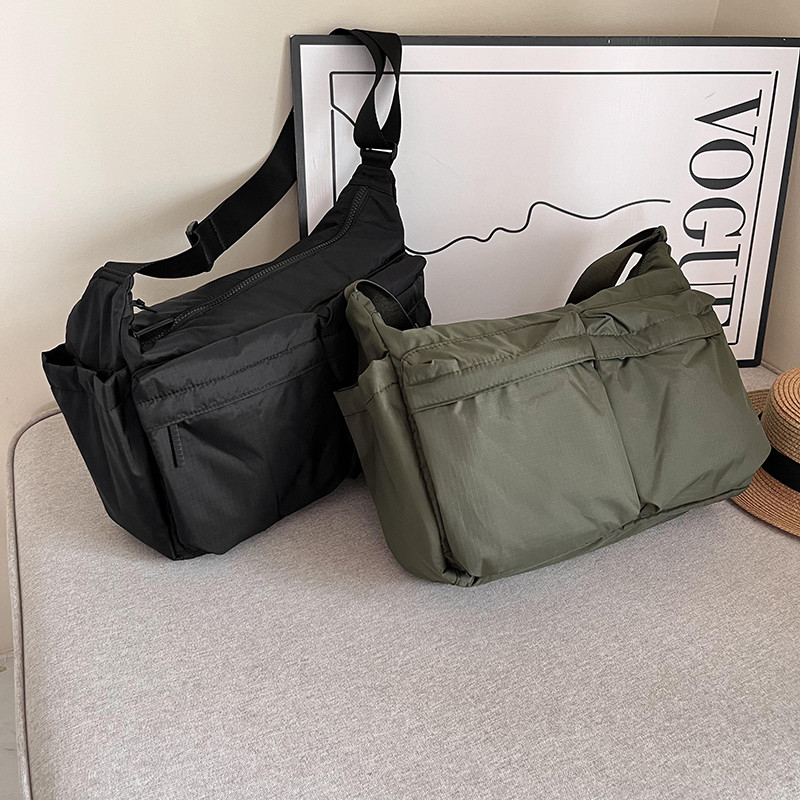 Laber Lee กระเป๋าสะพายลําลองสําหรับทั้งชายและหญิงหลายกระเป๋า Messenger กระเป๋าสะพายไนลอนขนาดใหญ่ Net