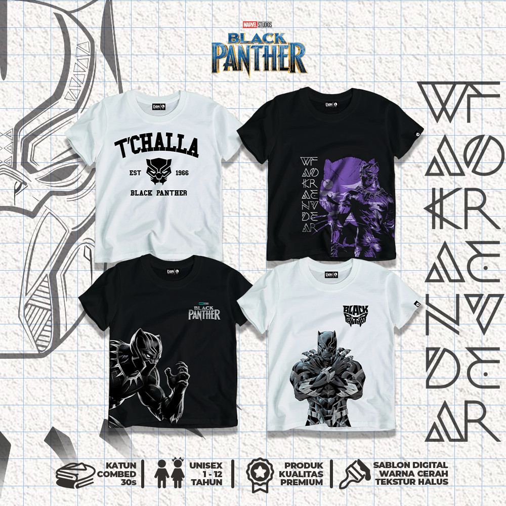 (จัดส่งตลอด 24 ชั่วโมง)KIDS TNASA Kids Boys เสื้อยืดอายุ Rafkids RGkids Black Panther Children's T-shirt