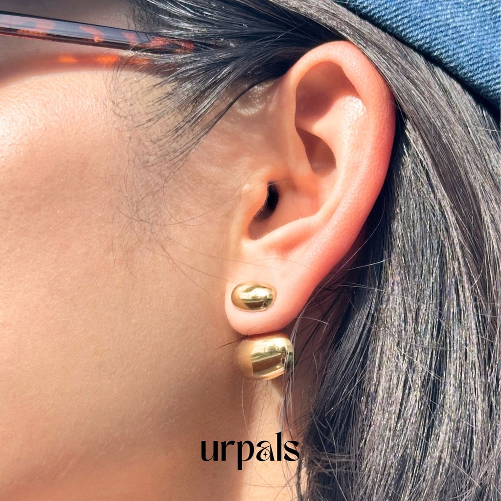 URPALS ต่างหู Stainless ชุบทอง 18K ดีไซน์เก๋ แมทง่าย ไม่ลอกไม่ดำ โดนน้ำได้