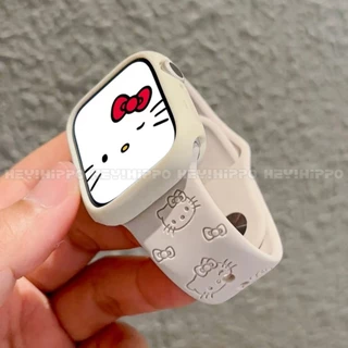 เคสป้องกันแสงดาว+สายซิลิโคนแมว เคที น่ารักเหมาะสําหรับ ฉันดู 10 9 8 7 6 5 4 3 2 1ชุดสายรัดเหมาะสําหรับสมาร์ทนาฬิกา 49/46/45/44/42/41/40/43/40