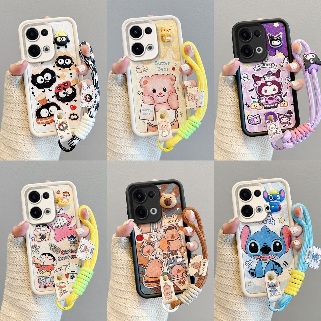 เคส OPPO RENO 13 RENO 13 PRO หนังการ์ตูนปักหมุดเชือกโทรศัพท์กรณี