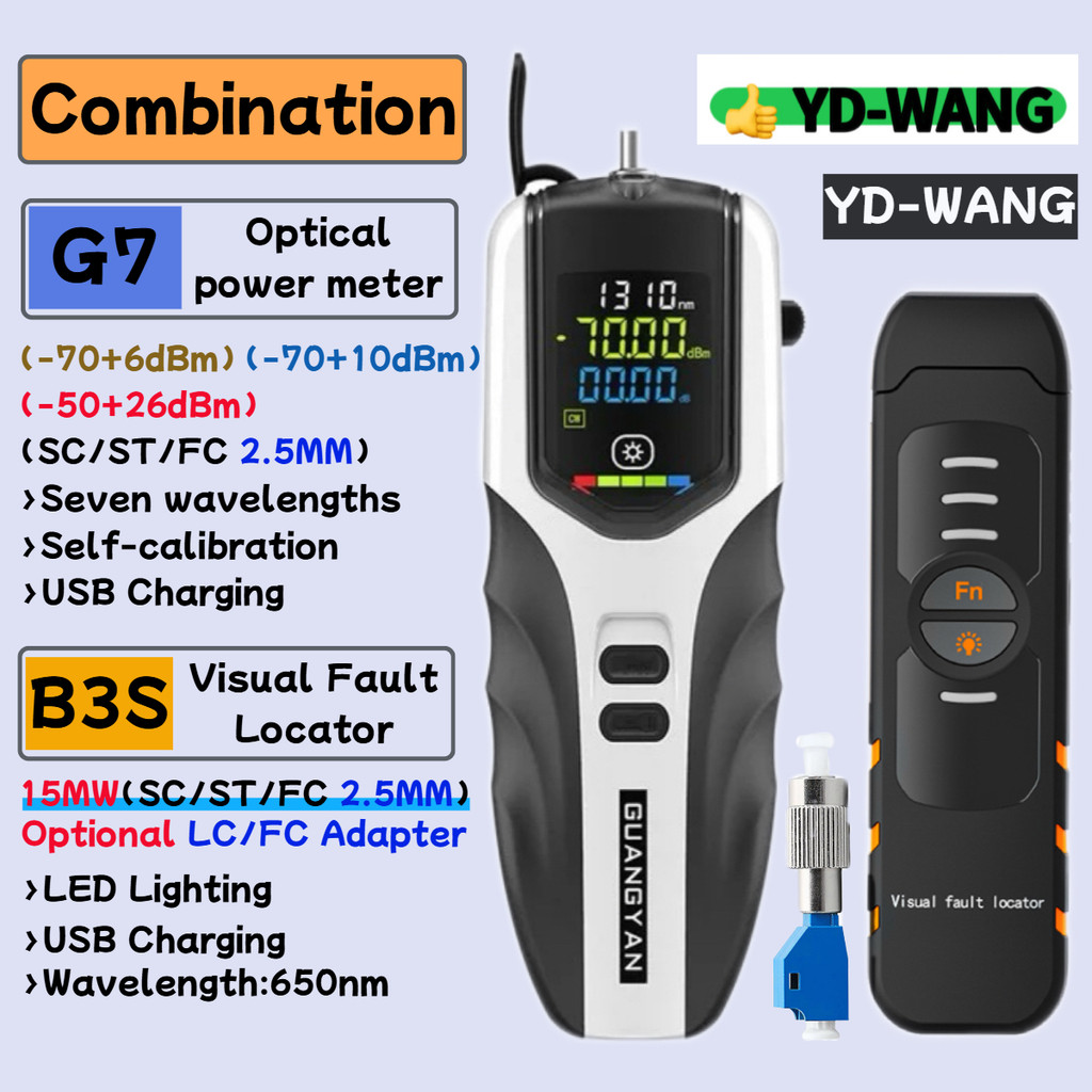 (2 in 1 Combination) ใหม่ Mini Optical Power Meter (G7 OPM) + Visual Fault Locator (B3S VFL) 15KM Ne