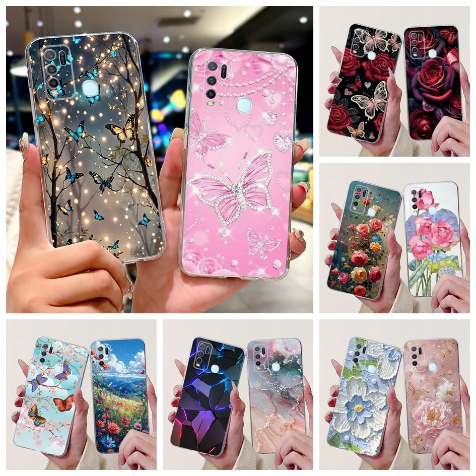 สําหรับ Vivo Y50 1935 ปลอกแฟชั่นใหม่ผีเสื้อซิลิโคนนุ่ม Clear ฝาหลังสําหรับ Vivo Y30 1938 Y30i Y 30 Y 50 เคสกันกระแทก