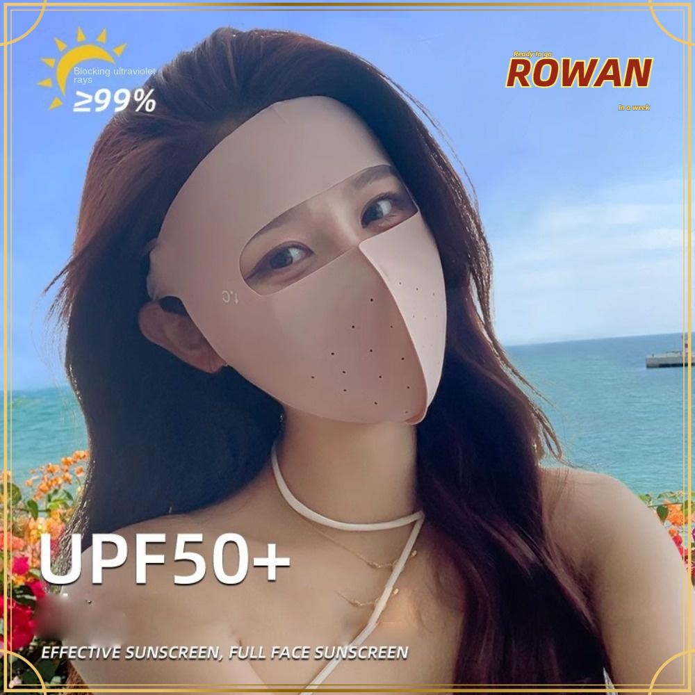 ROWANTH ม่านบังแดดAnti-UV Breathable ผ้าไหมน้ำแข็ง ขายร้อน Full Face Sun Protection Facial Gini Traceless Face Veil Outing