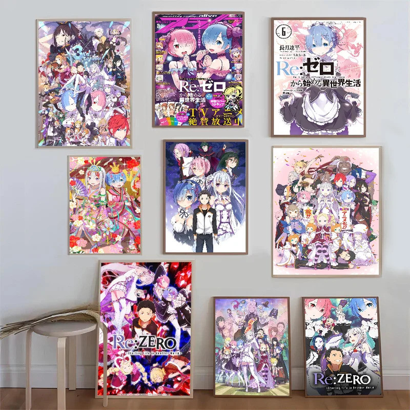 R-Re Z-Zero A-Anime Anime Posters Sticky Whitepaper Sticker DIY Room Bar Cafe Kawaii Room Decor