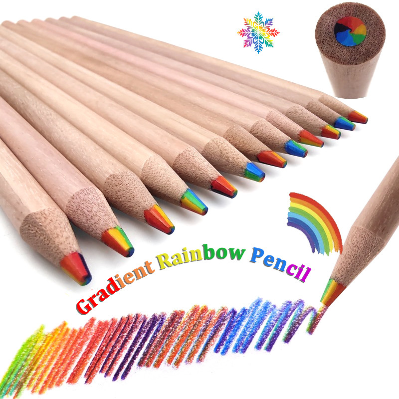 ดินสอสีรุ้ง 7 สี การไล่ระดับสี การผสม ทําเอง เด็กมือวาดดินสอสี