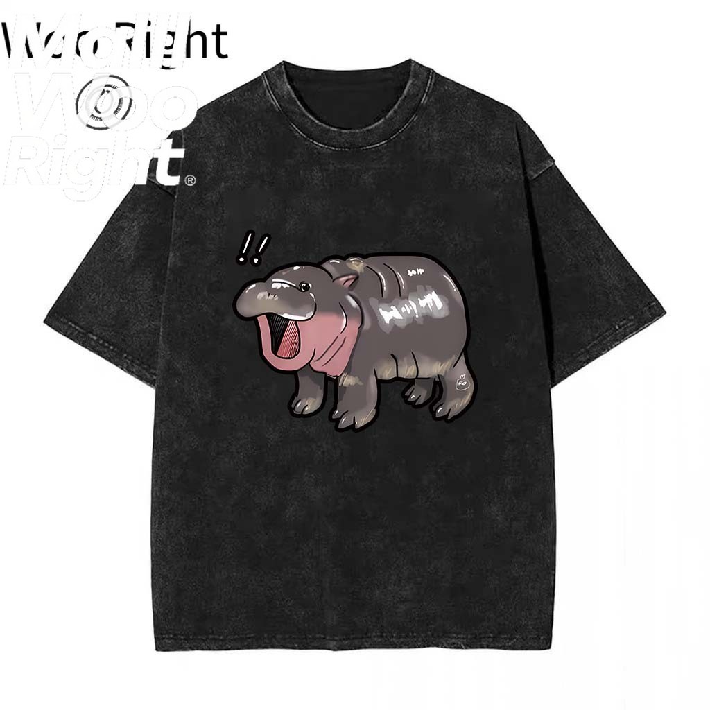 (จัดส่งตลอด 24 ชั่วโมง)Woo Right เสื้อหมูเด้ง Moodeng hippo เสื้อลายฮิปโปน่ารัก ฮิปโป แคระ หมู เด้ง  ผ้าCotton 100%369