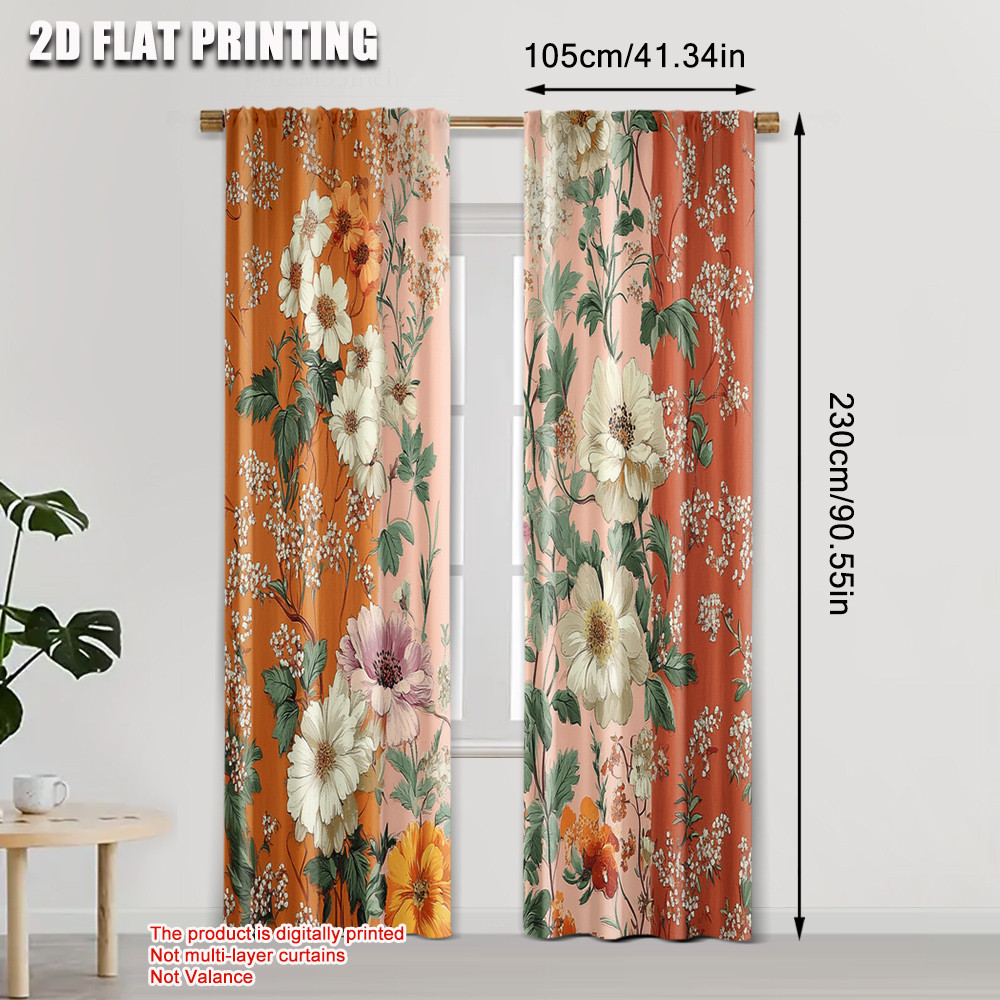 แนะนำ ผ้าม่าน 2ชิ้น,2งเครื่องบินพิมพ์ ผ้าม่านลูกกลิ้งผ้าม่านโบฮีเมียนดอกไม้ที่มีสีสันทนทานผ้าโพลีเอสเตอร์100% (ไม่มีก้าน) ตกแต่งภายในใช้สําหรับห้องนอนและห้องนั่งเล่น- ราคาพิเศษ มีเก็บเงินปลายทาง