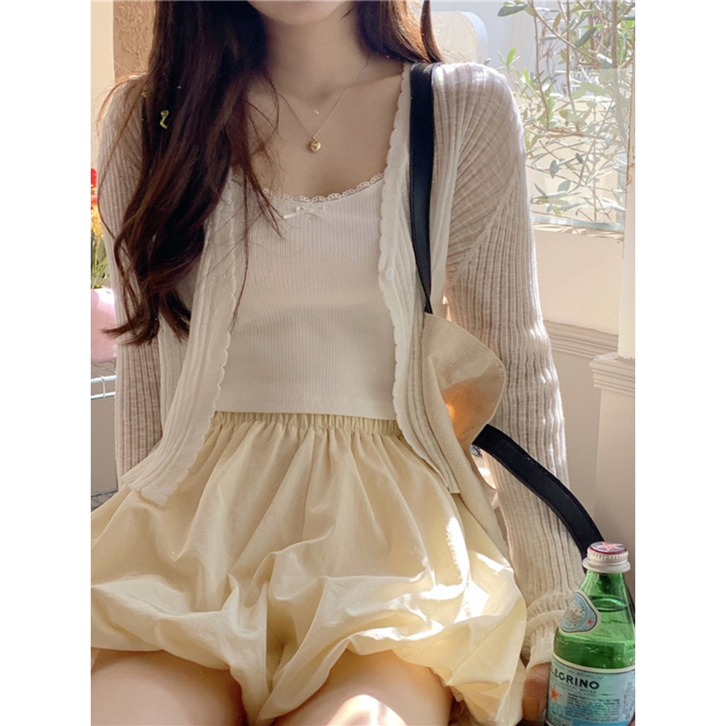 Maze*เสื้อไหมพรม เสื้อคลุมกันแดดแขนยาว ผ้านิ่มใส่สบาย ฟรีไซส์ พร้อมส่ง(70068) - รูปที่ 3