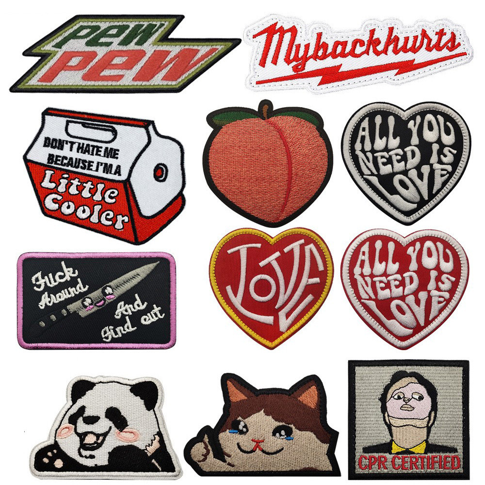 อุปกรณ์เสริมกระเป๋ากลางแจ้ง Panda LOVE Heart ปัก Velcro เสื้อแจ็คเก็ตหมวกกันน็อค Morale Badge ปลอกแขนที่ถอดออกได้