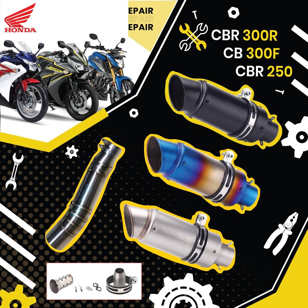 สลิปออน CBR300R/CB300F/CBR250 วัสดุแสตนเลสเกรด304 + ปลายท่อ Akrapovic ฟรีแคทลดเสียง