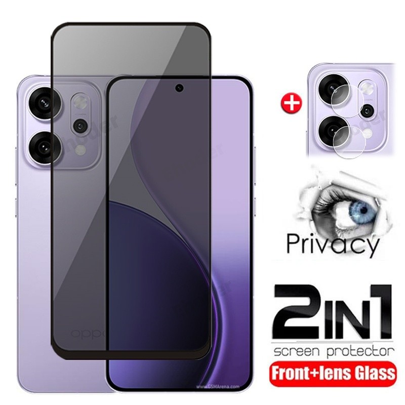 2in1 ความเป็นส่วนตัวกระจกนิรภัยสําหรับ OPPO Reno 14 Pro 14F 13F 4G 5G 2025 ป้องกันหน้าจอคลุมทั้งหมดเลนส์กล้องสําหรับ Reno14 14Pro Reno14Pro Reno13F Reno14F เลนส์ฟิล์ม Class