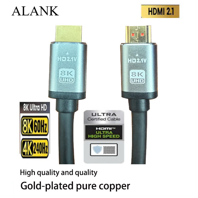 ALANK สายทองแดงล้วน สาย HDMI 8K HDMI 2.1 ตัวผู้ เป็น ตัวผู้ อะแดปเตอร์ HDMI ความเร็วสูง สําหรับ PC T