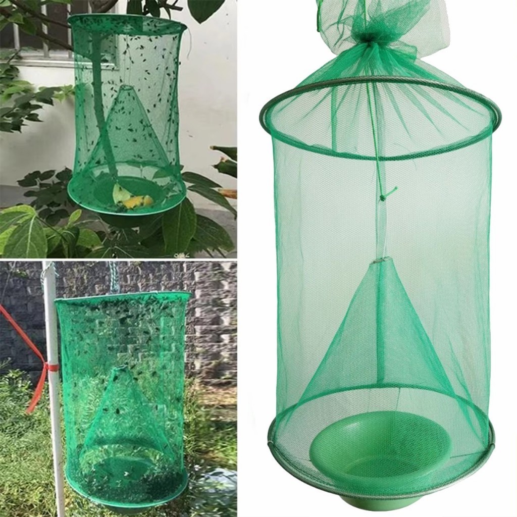 ของมาใหม่！ตาข่ายดักแมลงวัน แบบแขวน พับได้ พกพาสะดวก ใช้ดี สําหรับสวน
