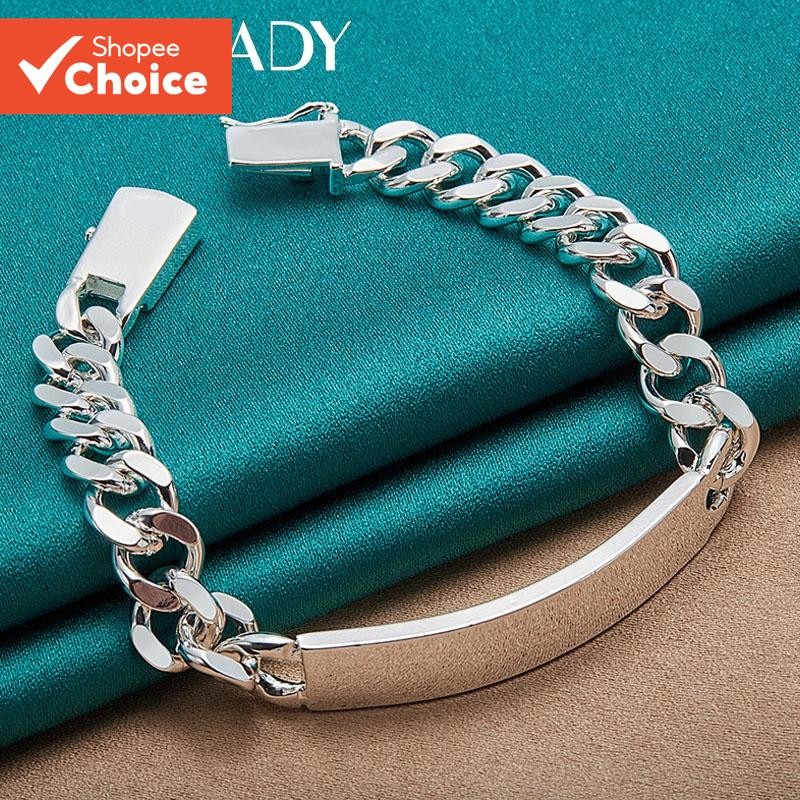 10 มม.เรียบ Sideways สร้อยข้อมือ Charm Chain งานแต่งงานหมั้นสําหรับผู้ชายผู้หญิงแฟชั่นเครื่องประดับ