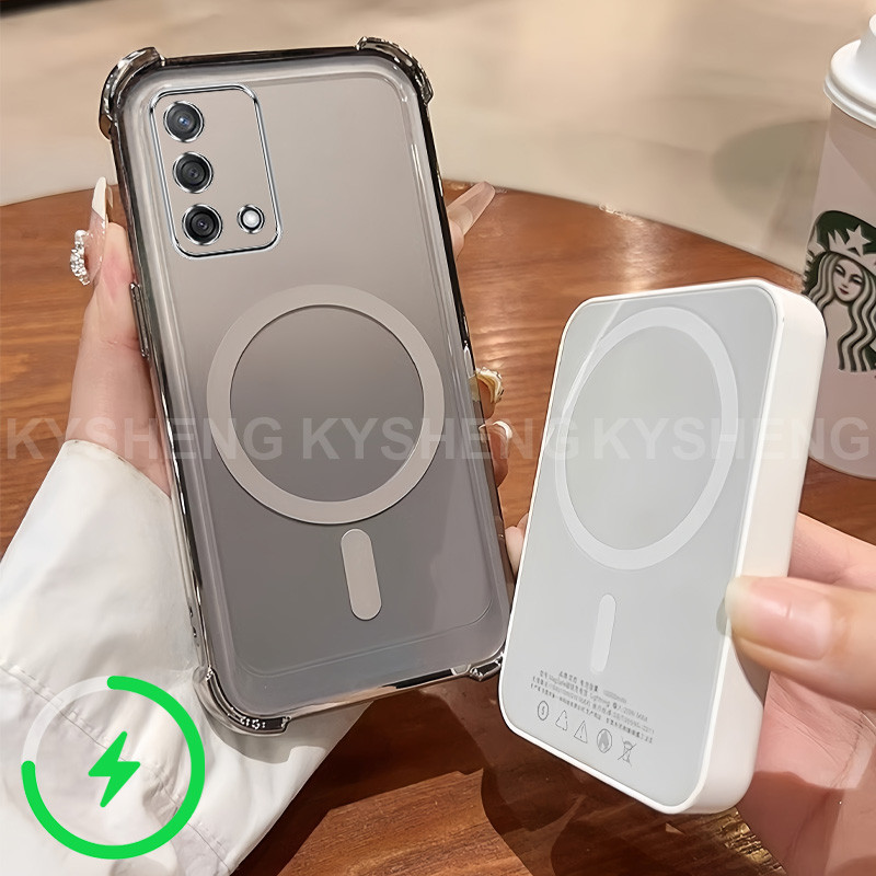 สําหรับ OPPO A74 4G A95 5G เคสโทรศัพท์ TPU ชาร์จแม่เหล็กสี่มุม anti drop โปร่งใส soft shell WBQ - รูปที่ 7