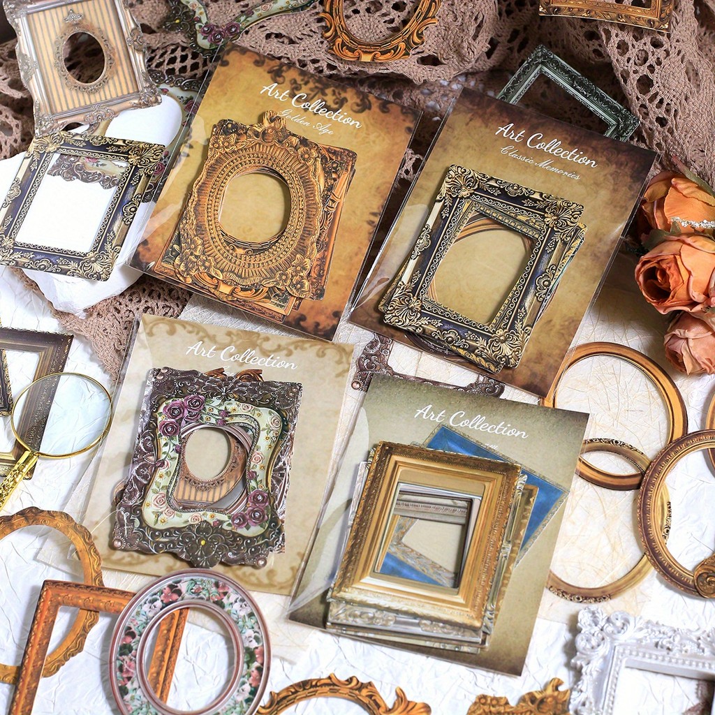 Journamm 20pcs กรอบสติกเกอร์กระดาษแพ็ค Vintage สติกเกอร์ตกแต่งสติกเกอร์ Junk Journal อุปกรณ์ DIY Scrapbooking Planner Creative Collage