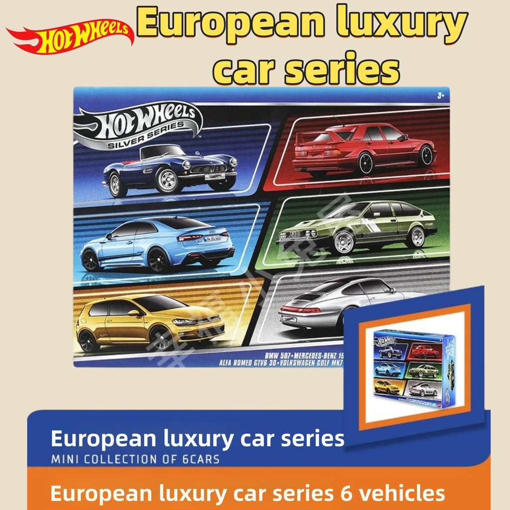 รถคลาสสิกยุโรป Hot Wheels 6 ชิ้น - BMW 507, Mercedes-Benz 190E, VW Golf 1:64 ชุดของเล่นรถเหล็ก