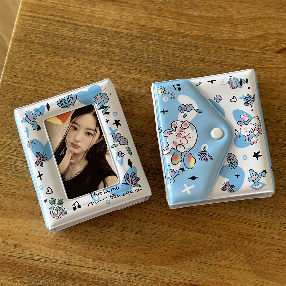 Ins Little Fresh Blue White Angel Lamb Yigongge Snap Card Book 10 ซม.อัลบั้มรูปโพลารอยด์ Aidou Photo