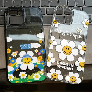 เคส iPhone 16 17 PRO ใสแวววาวด้วย TPU นุ่มสีสันสดใส พร้อมลายดอกทานตะวันสีรุ้งสุดน่ารัก เข้ากันได้กับ iP11 12 13 14 15