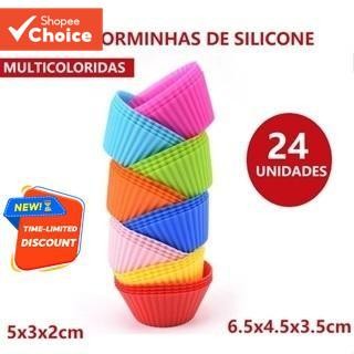 [สีสุ่ม] 24 ชิ้นรอบซิลิโคนคัพเค้กสมุทรถ้วยอบนํามาใช้ใหม่ไม่ติด