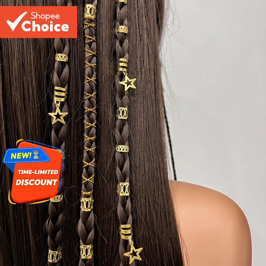 36 ชิ้น Dreadlock อุปกรณ์เสริมสําหรับผู้หญิง Star จี้ผมแหวนห่อสายไฟ