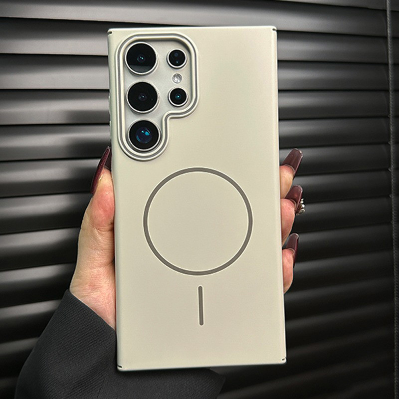 หรูหรา Matte เคสโทรศัพท์แม่เหล็กสําหรับ Samsung Galaxy S25 S24 S23 Plus S25 Ultra S25 Edge S24FE S23FE สีทึบกันกระแทกซิลิโคน