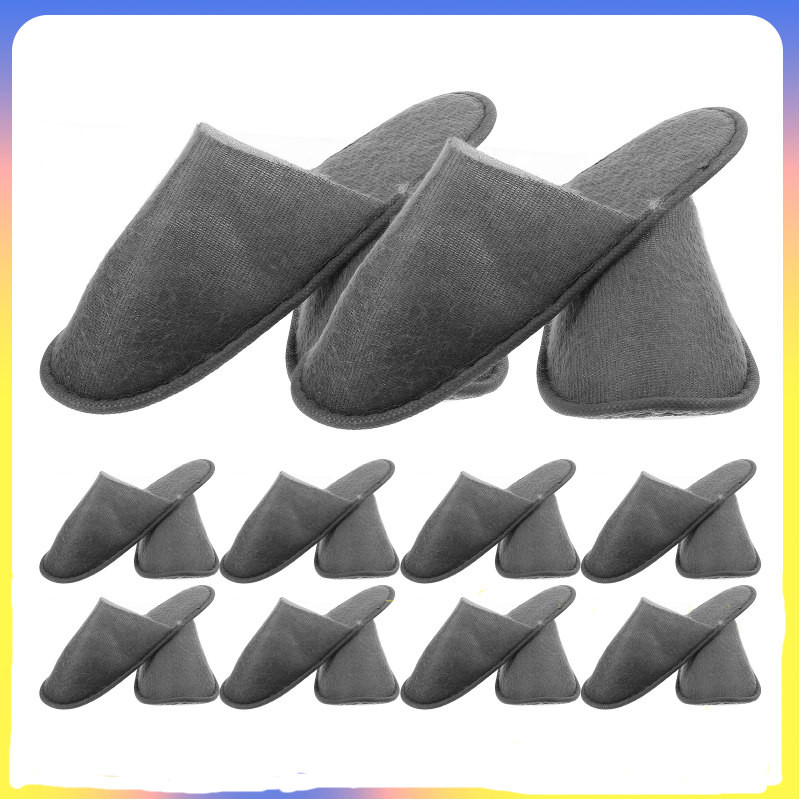 10pairs Disposable Slippers Non-Skid Slippers For Women Comfy Fluffy Hotel Shoes