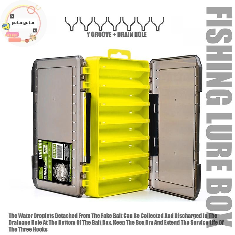 Pufangstar 1 Pc Fishing Tackle กล่อง 12 ช่อง อุปกรณ์ตกปลา Lure Hook Storage Case สองด้าน Organizer กล่อง TH