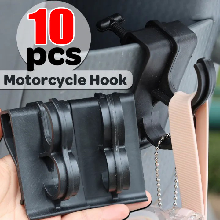 ตะขอแขวนของรถจักรยานยนต์ 3-ใน-1 | ที่จัดระเบียบพลาสติกสีดําขนาดกะทัดรัดสําหรับหมวกกันน็อค/กระเป๋า/E-Bikes - ทนต่อการสึกหรอ (ชุด 3/5/10 ชิ้น)