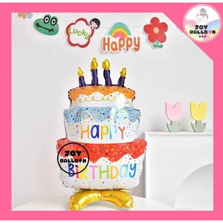 ลูกโป่งเค้กวันเกิด ตั้งพื้นได้ ลูกโป่งฟอยล์ Happy Birthday HBD เหมาะสำหรับตกแต่งงานวันเกิด ปาร์ตี้ ฉากถ่ายรูป และงานฉ...