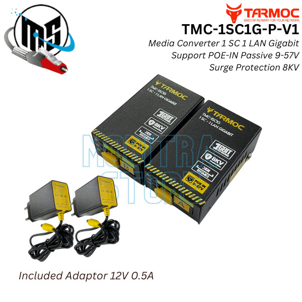 Tarmoc TMC-1SC1G-P-V1 | Media Converter 1FO 1LAN / 1 FO 1 LAN Gigabit POE IN 9-57 โวลต์ | HTB GS03 1