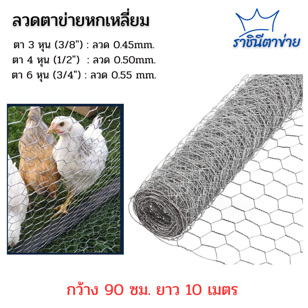 ลวดตาข่ายหกเหลี่ยม(ยกม้วน 10 เมตร)ตาข่ายถัก หกเหลี่ยม ตะแกรงล้อมรั้ว ล้อมกรงไก่ ล้อมกรงนก ล้อมกรงสัตว์ ตาข่ายอเนกประสงค์