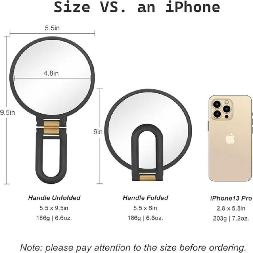 10X 15X 20x 30X กระจกเดินทาง, กระจกมือพร้อมที่จับ - กระจกมือถือสองด้านพร้อมขยาย 1x 20x และด้ามจับพับได้, กระจกแต่งหน้าแบบพกพาสําหรับผู้หญิง - รูปที่ 2