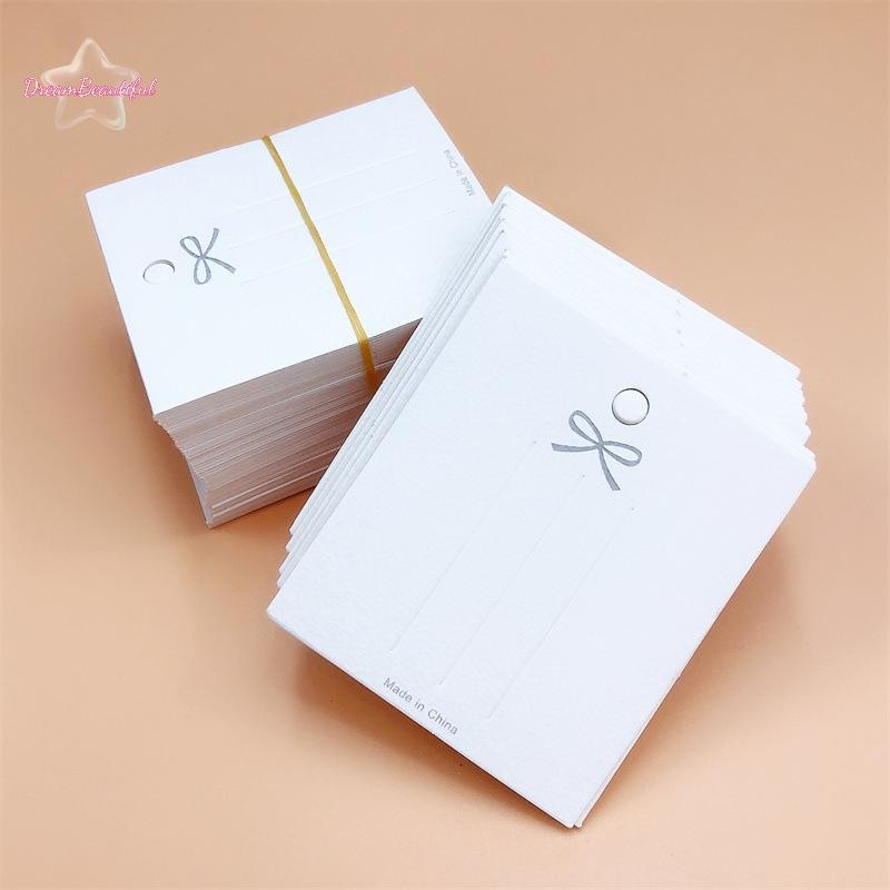 <DBFl-t> 50 ชิ้น White Hairpin Card Trinket Bow Display Cards กระดาษแข็งบรรจุกระดาษใหม่