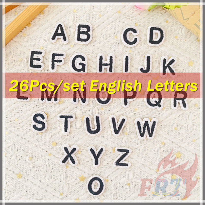 26ชิ้น/เซ็ต ✿ สีดํา . Mini Arial English Letters Series 02 แพทช์สติ๊กเกอร์มีกาวในตัว ✿ DIY เหล็กบนเย็บแพทช์ป้าย