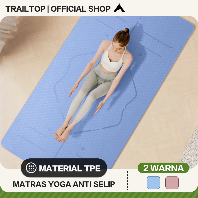 TrailTop เสื่อโยคะ TPE เสื่อกีฬาเสื่อโยคะกันลื่นพรมกีฬาหนา 6-8 มม.