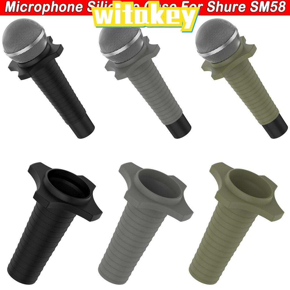 WITAKEY ไมโครโฟนป้องกัน, ซิลิโคนเปลี่ยนไมโครโฟนฝาครอบ, Anti-Slip กันกระแทก Anti-Rolling Mic Protector สําหรับ Shure SM58