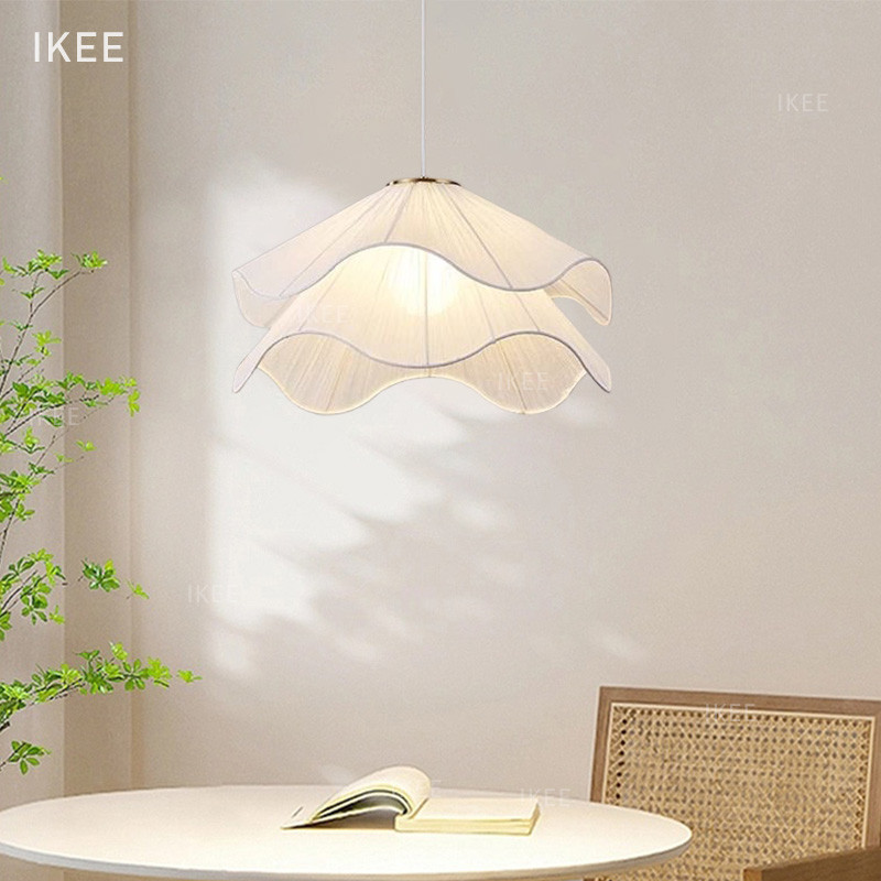 โคมไฟระย้าผ้า สไตล์นอร์ดิก มินิมอล LED โคมไฟแขวนโต๊ะอาหาร สําหรับตกแต่งห้องนั่งเล่น/ห้องนอน/ร้านอาหาร